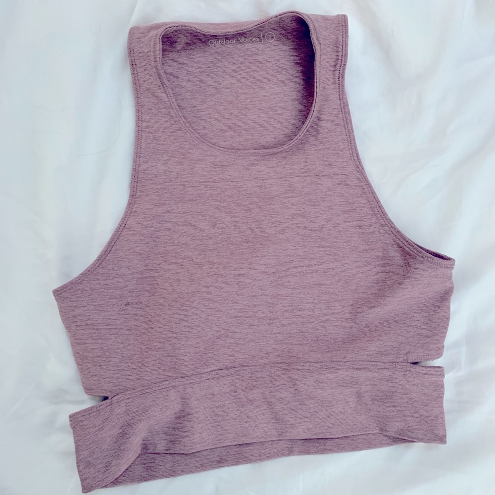 Outdoor Voices Slashback Crop Top Mauve. Size Small
